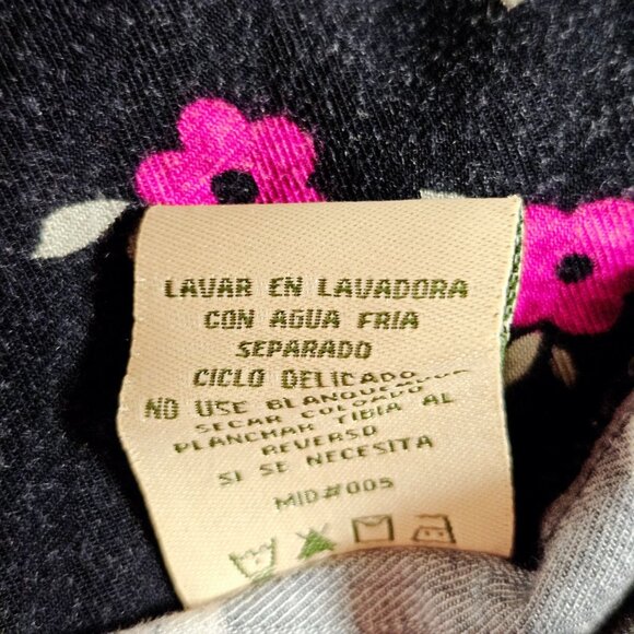 Caribbean Joe Hawaiian Shirt Womens Size M Floral Button Up Black White Pink - Picture 8 of 10